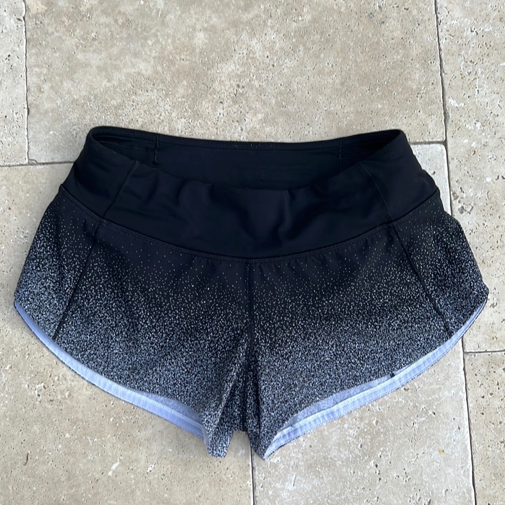 Black/white Lululemon shorts size 2 regular. 2.5 inch length.